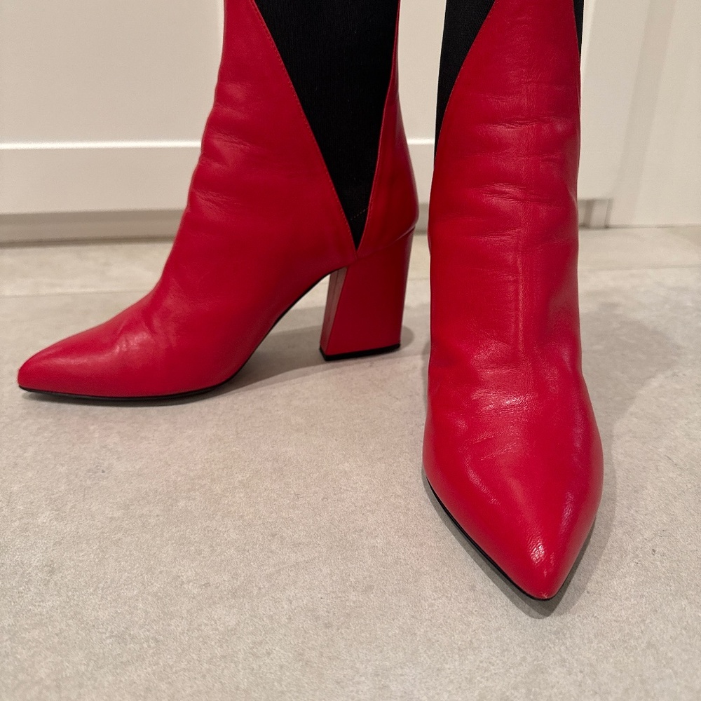 Red Ankles high boots, high heels